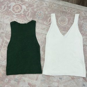 White and Green Knit Tank Tops (Both included)